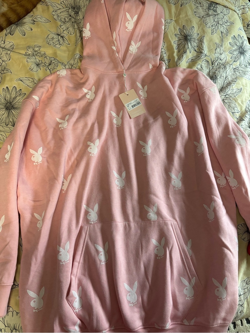 PLAYBOY Pink Allover Bunny Logo Hoodie Dress